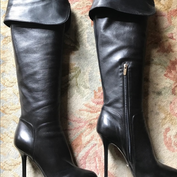 Authentic Sergio Rossi Over-The-Knee Leather Boots Size 40 - Picture 4 of 16